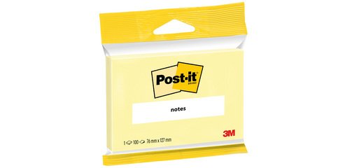 Bloc-note adhésif, 76 x 127 mm, jaune, blister