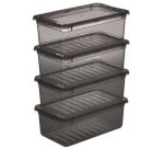 Set de boîtes de rangement 'bea', 4x 5,6 L, gris