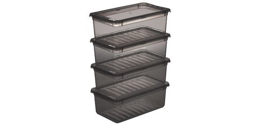 'Bea' storage box set, 4x 5.6 L, gray