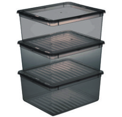 Set opbergdozen 'bea' 3 x 18 L grijs