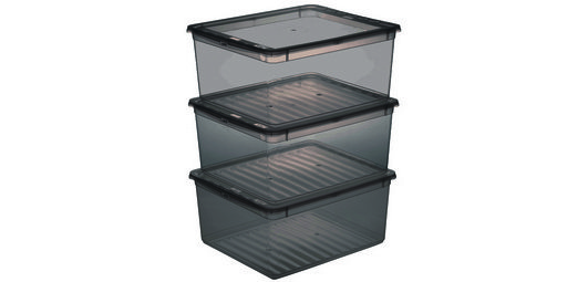 Set de boîtes de rangement 'bea', 3x 18 L, gris