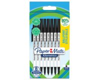 Stylo bille Paper Mate Kilometrico Recycled noir Medium blister 8 pièces