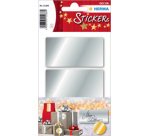 Sticker de Noël, rectangulaire, 34 x 67 mm, argent