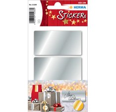 Sticker de Noël, rectangulaire, 34 x 67 mm, argent