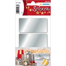 Sticker de Noël, rectangulaire, 34 x 67 mm, argent