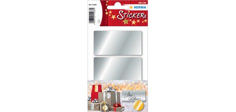 Sticker de Noël, rectangulaire, 34 x 67 mm, argent