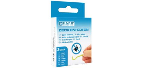 Crochet à tiques, en ABS, vert, set de 3