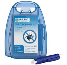 Kit anti-tiques, 24 pièces, boîte de transport bleue
