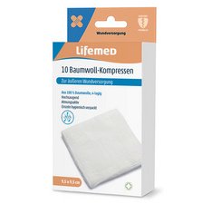 En_compresse de coton, 95 x 95 mm, blanc