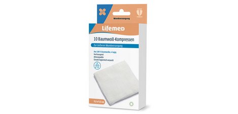 Compresse de coton, 95 x 95 mm, blanc