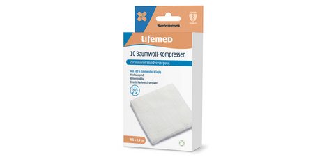 Compresse de coton, 95 x 95 mm, blanc