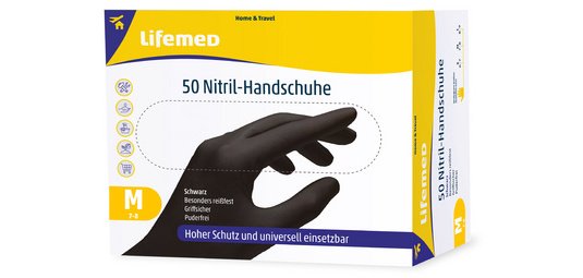 Gant en nitrile, noir, sans poudre, taille S - Boîte de 50 gants