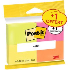 Bloc-note adhésif Notes, 38 x 51 mm, pack de 4