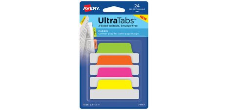 UltraTabs Fluorescent Adhesive Tab, 63.5 x 25 mm