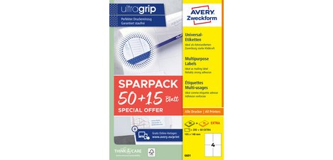 Universal label, 105 x 148 mm, white