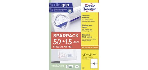 Étiquette universelle, 210 x 148 mm, 50+15