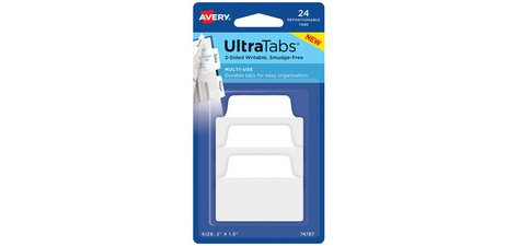 Onglet adhésif UltraTabs blanc, 50,8 x 38 mm