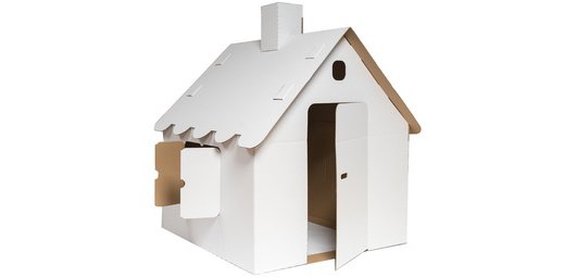Maison de jeu, en carton ondulé, blanc