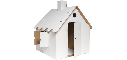 Maison de jeu, en carton ondulé, blanc