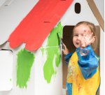 Maison de jeu, en carton ondulé, blanc