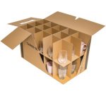 Carton à verres, en carton ondulé, brun