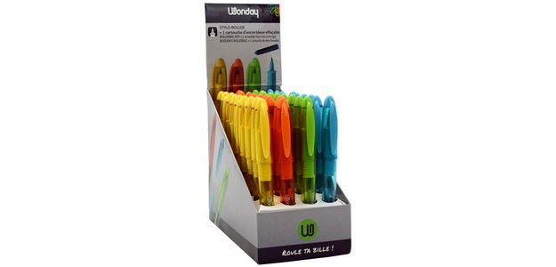 Stylo roller wonday rechargeable coloris assortis + 1 cartouche d'encre bleue