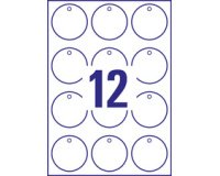 Etiquette américaine diamètre 60 mm carton 220 g/m2 blanche - Boîte de 120