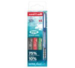 Roller uniball ocean care ecriture moyenne pointe 0,7mm encre liquide coloris         assortis pochette 4 unites