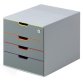 Modul zur Aufbewahrung von Durable Varicolor® mit 4 farbigen Schubladen mit Farbrand und Schloss