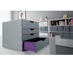 Module de classement Durable Varicolor® 4 tiroirs liseré de couleur avec serrure