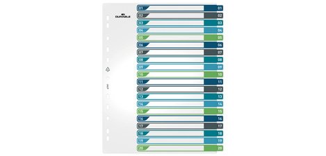 Intercalaire en plastique, numérique, A4+