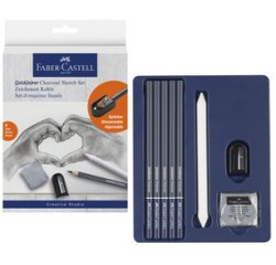 FABER-CASTELL Kit de dessin GOLDFABER CHARCOAL, 8 pièces