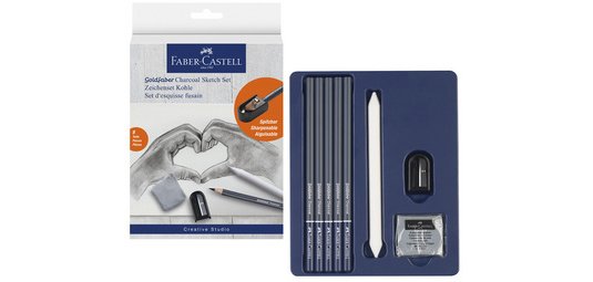 FABER-CASTELL Kit de dessin GOLDFABER CHARCOAL, 8 pièces