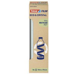 En_cinta adhesiva tesa film eco&cristal transparente 10 mt x 19 mm pack de 8 unidades
