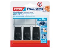 Powerstrips Crochet adhésif SMALL rectangulaire, noir