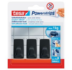 Zelfklevende haak Powerstrips SMALL rechthoekig zwart