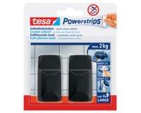 Powerstrips Crochet adhésif LARGE rectangulaire, noir