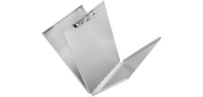 Porte-formulaire, en aluminium, avec compartiment