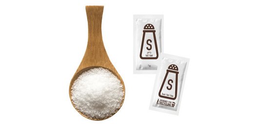 Portion de sel, emballé à l'unité, dans un carton