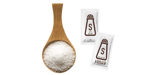 Portion de sel, emballé à l'unité, dans un carton
