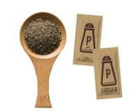 Portie peper verpakt per eenheid in een karton