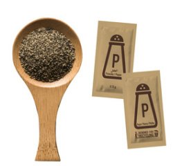 Portion de poivre, emballé à l'unité, dans un carton