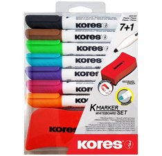 Kit de marqueurs pour tableau blanc, 7 marqueurs