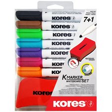 Kit de marqueurs pour tableau blanc, 7 marqueurs +