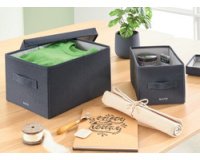 Boîte de rangement en tissu, taille L, set de 2, gris