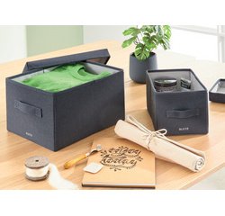 Boîte de rangement en tissu, taille L, set de 2, gris