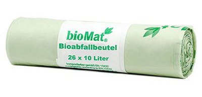 Kompostierbarer Beutel 'bioMAT', 10 Liter, grün