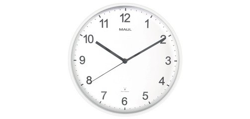 Horloge MAULsprint RC Ø30x5cm plastique blanc/blanc
