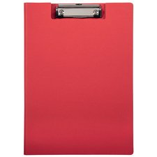 Porte-bloc à pince poly, plastifié A4, rouge