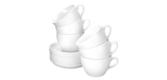 Cappuccino-Kaffeetasse 'Bistro', 6er-Set, weiß